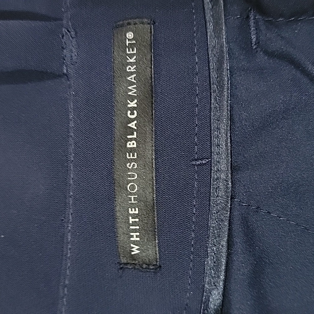 White House Black Market Tapered Ankle Pants Navy Blue Belted Size 6P - Picture 8 of 10